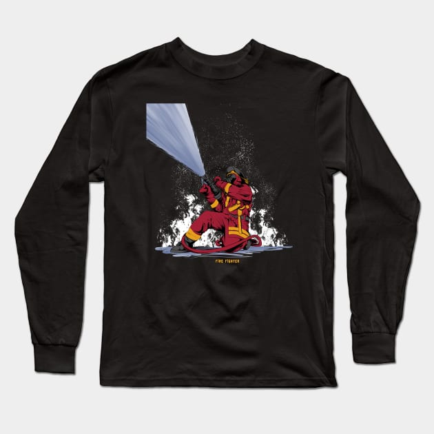 Fire Fighter Long Sleeve T-Shirt by damnoverload